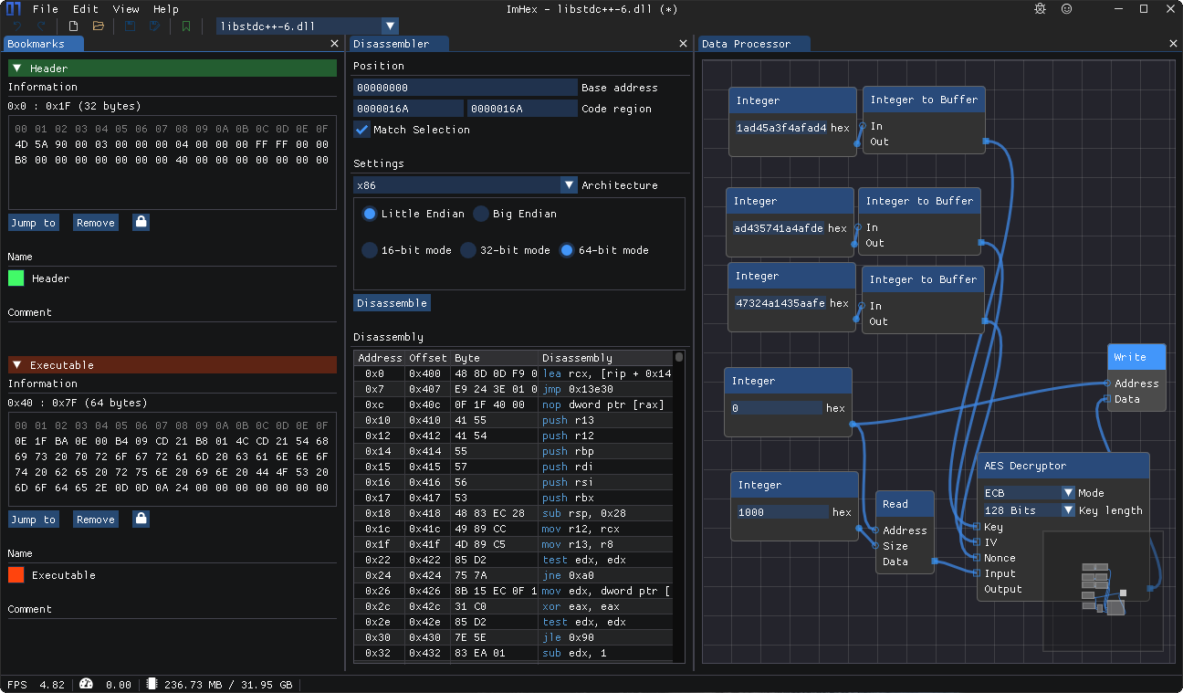 Bookmarks, data processor and disassembler